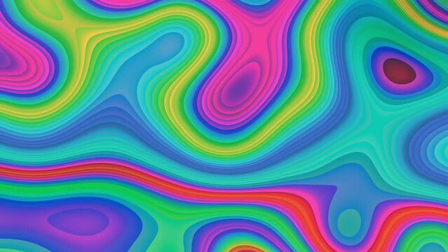 3D topographic pattern textures. Iridescent play of color of water and land. Colorful papercut multi layers. Abstract paper cut relief imitation, topographic map