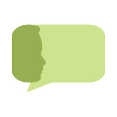 Abstract speaker silhouette with big speech bubble. Place for your content. Social media and business concept. Design element