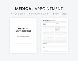Medical Appointment Schedule Planner template Printable Medication Tracker