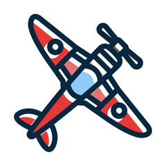 Airplane Vector Thick Line Filled Colors Icon Design © IYIKON