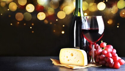 red wine and cheese - obrazy, fototapety, plakaty