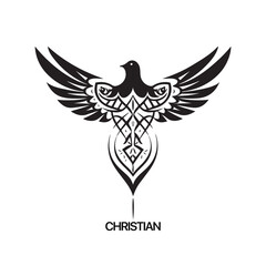 Obraz premium Christian Logo template with dove, pigeon. Black and white christian holy spirit symbol