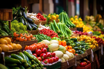 Fototapeta na wymiar Vegetables on a stand at a farmers market