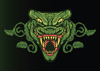Aggressive demon beast head in colorful style vector illustration