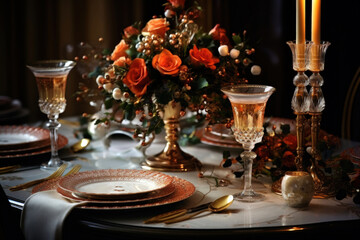 Fototapeta na wymiar Elegant dining table for a New Year's feast