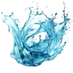 Blue water surface texture splash with bubbles isolated on clear png background and transparent background, AI generative.