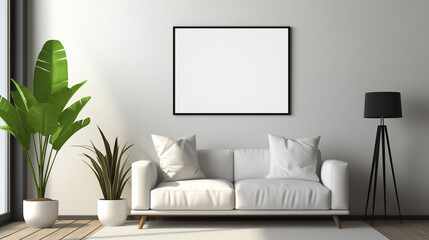 poster frame mock up in modern interior living room