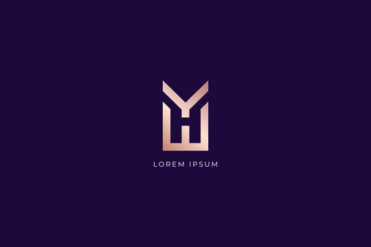 hy letter modern style design creative golden wordmark design typography illustration, yh wordmark, yh logo