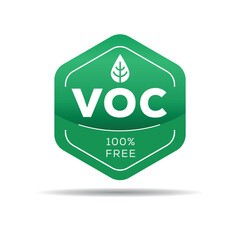 VOC free (Volatile organic compounds free) label sign, vector illustration.