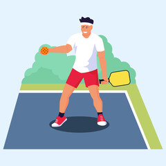 Getting Ready To Serve Pickleball Illustration