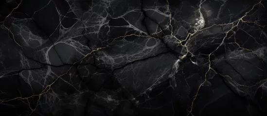Foto op Canvas Black marble texture for interior decoration with high resolution and glossy finish Used for ceramic wall and floor tiles © AkuAku