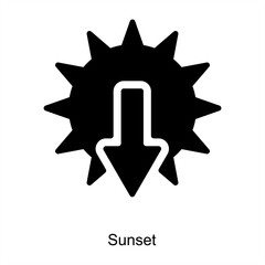 Sunset and sundown icon concept