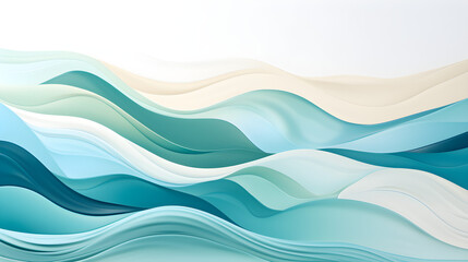abstract water wave in blue and light blue, seamless pattern illustration, in the style of light turquoise and light beige, chromatic sculptural slabs