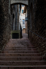 narrow street in the town, stairway of Assisi