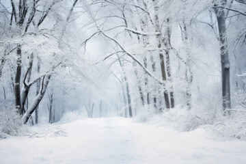 Fairytale winter forest. Calm snowy picture. New Year's Coziness