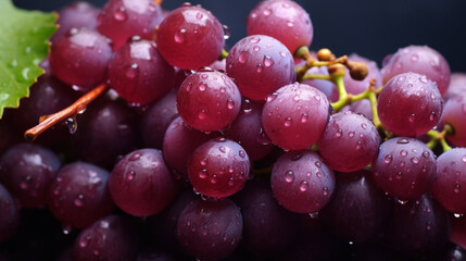 stockphoto, A group of red grapes with droplets. Concept of healthy food. Fresh fruit. Concept of vitamines. Vegan food.
