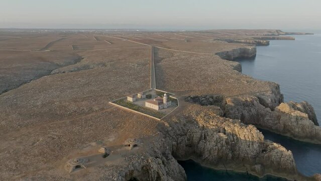 Zoomed-out view of the cliffs at the Faro de Punta Nati Lighthouse