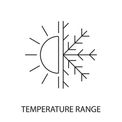 Temperature range line icon vector for food packaging, illustration of half sun and half snowflake
