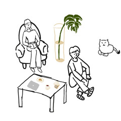 family in the living room