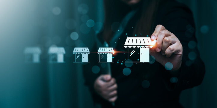 Franchise business concept, franchise network business marketing plan for branch growth and expansion. Successful franchise businesses excel in both the franchising model and marketing strategies.