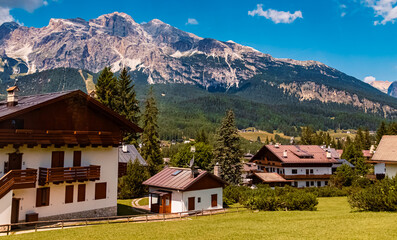 Alpine summer view at Cortina d’Ampezzo, Belluno, Veneto, Italy