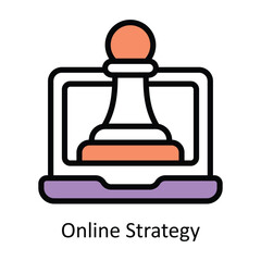Online Strategy vector Filled outline Design illustration. Symbol on White background EPS 10 File 