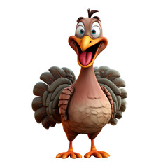 Funny turkey, a cartoon turkey. Thanksgiving bird animal cartoon. smiling turkey. PNG. isolated on transparent background