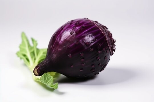 Purple Vegetable On White Backdrop. Generative AI