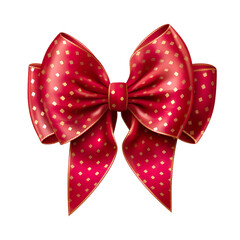 Christmas red ribbon bow isolated on a white transparent background 