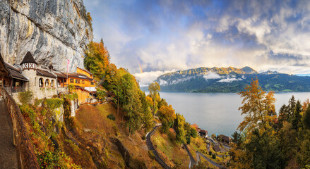 St. Beatus Caves Overlooking  Lake Thun, Switzerland