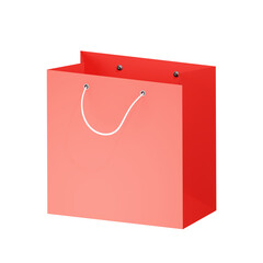 3D Paper Shopping Bag Icon Isolated Red