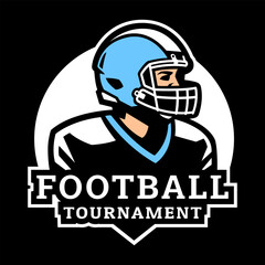 American football player in a helmet. Logo emblem.
