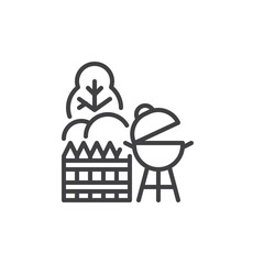 Backyard barbecue line icon