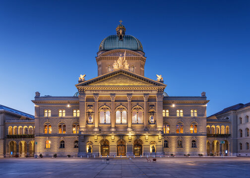 The Swiss Parliament Building at Blue Hour