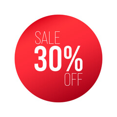 Red price sticker, sale sticker, red label, shopping label, discount, special offer, 30% off