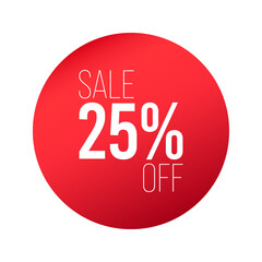 Red price sticker, sale sticker, red label, shopping label, discount, special offer, 25% off