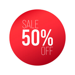 Red price sticker, sale sticker, red label, shopping label, discount, special offer, 50% off
