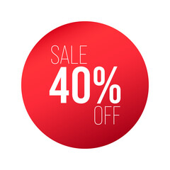 Red price sticker, sale sticker, red label, shopping label, discount, special offer, 40% off