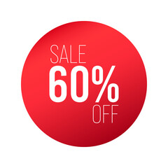 Red price sticker, sale sticker, red label, shopping label, discount, special offer, 60% off