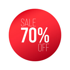Red price sticker, sale sticker, red label, shopping label, discount, special offer, 70% off