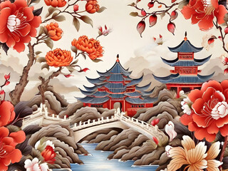 Chinese painting, Generative AI illustration