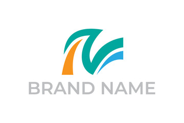 Fototapeta na wymiar wave letter n logo design, letter n logo design, digital company logo, industrial logo design