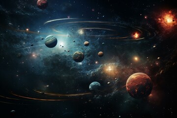 Naklejka premium The mesmerizing planets of our solar system. Generative AI