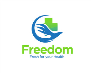 health care with cross and bird figure logo for medical logo and consult