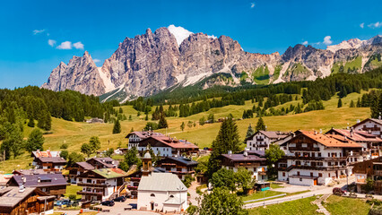 Alpine summer view at Cortina d’Ampezzo, Belluno, Veneto, Italy