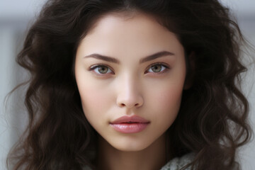 Stunning young woman with flowing dark hair. Perfect for beauty, fashion, or lifestyle concepts.