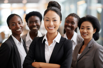 Fototapeta premium Group of women standing next to each other. This image can be used to represent unity, friendship, teamwork, or diversity.