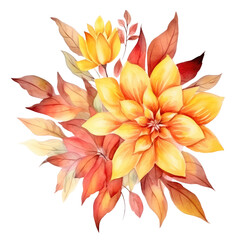 Fototapeta premium watercolor autumn flower clipart