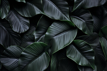 Fototapeta premium black and green tropical leaves background