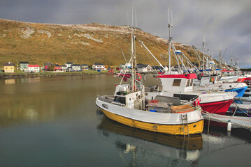 harbor in a fishing village Gjesvaer  on Mageroya island, Nordland in Norway